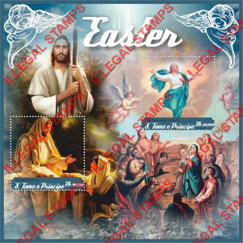 Saint Thomas and Prince Islands 2016 Easter Paintings Illegal Stamp Souvenir Sheet of 2