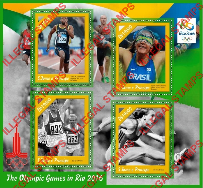 Saint Thomas and Prince Islands 2016 Olympic Games in Rio Illegal Stamp Souvenir Sheet of 4