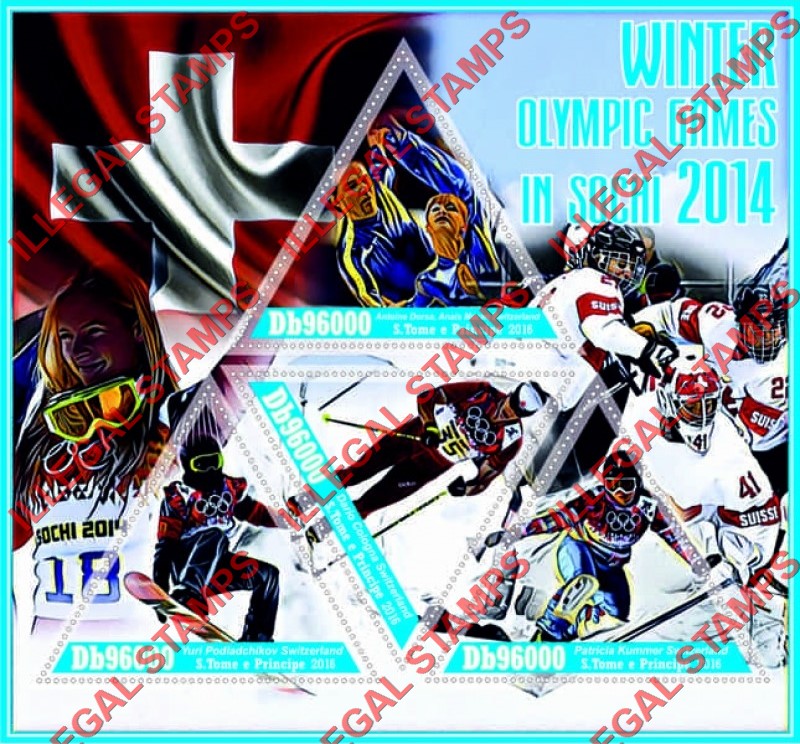 Saint Thomas and Prince Islands 2016 Olympic Games in Sochi in 2014 Illegal Stamp Souvenir Sheet of 4