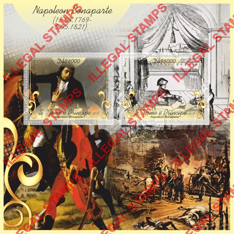 Saint Thomas and Prince Islands 2017 Napoleon Bonaparte Illegal Stamp Souvenir Sheet of 2