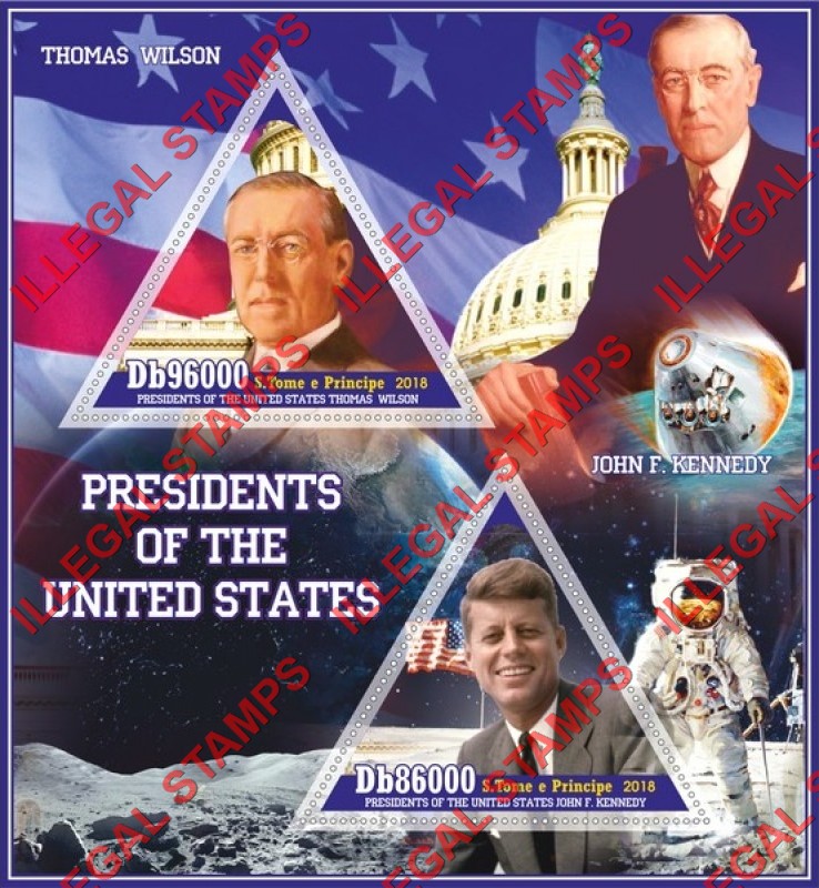 Saint Thomas and Prince Islands 2018 Presidents of the United States Illegal Stamp Souvenir Sheet of 2