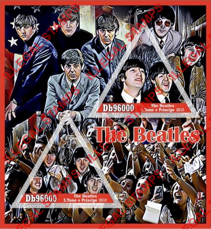 Saint Thomas and Prince Islands 2018 The Beatles Illegal Stamp Souvenir Sheet of 2