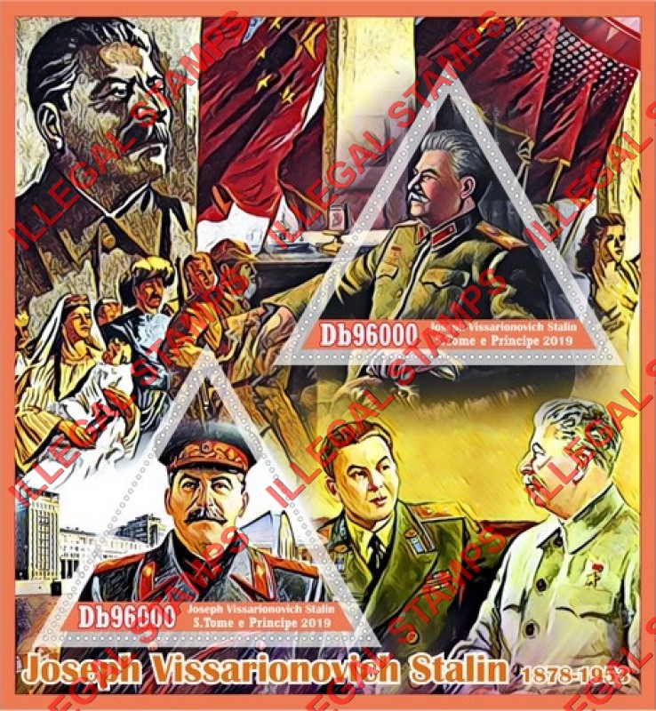 Saint Thomas and Prince Islands 2019 Joseph Stalin Illegal Stamp Souvenir Sheet of 2