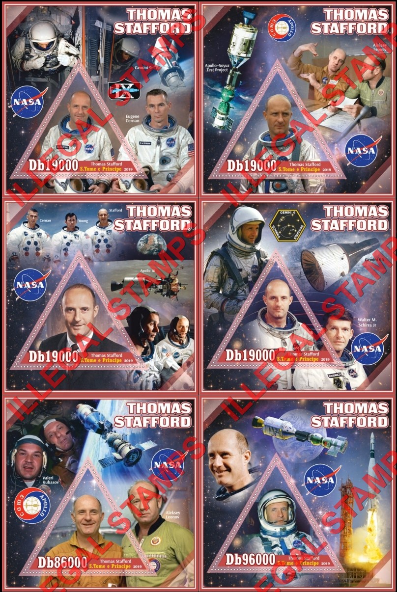 Saint Thomas and Prince Islands 2019 Space Apollo Soyuz Thomas Stafford Illegal Stamp Souvenir Sheets of 1