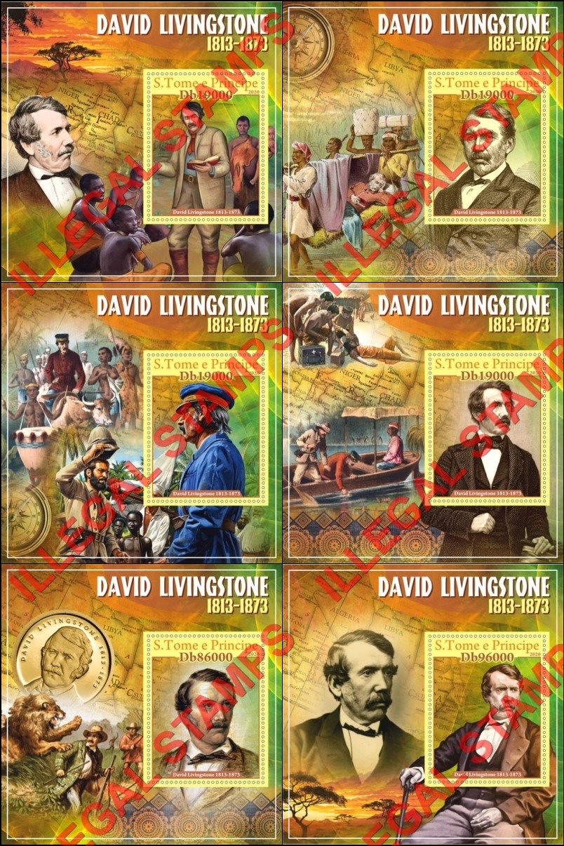 Saint Thomas and Prince Islands 2020 David Livingstone Illegal Stamp Souvenir Sheets of 1