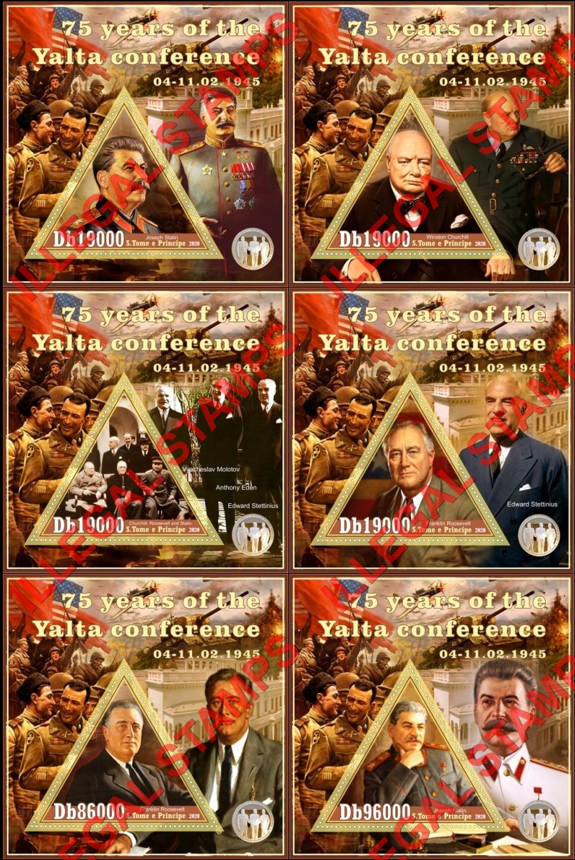 Saint Thomas and Prince Islands 2020 Yalta Conference 75th Anniversary Illegal Stamp Souvenir Sheets of 1