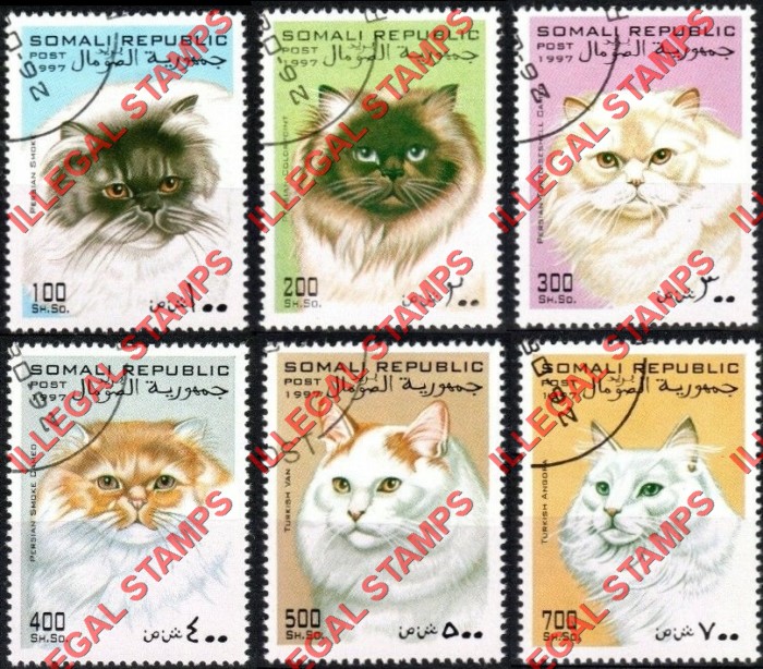 Somalia 1997 Cats Illegal Stamp Set of 6