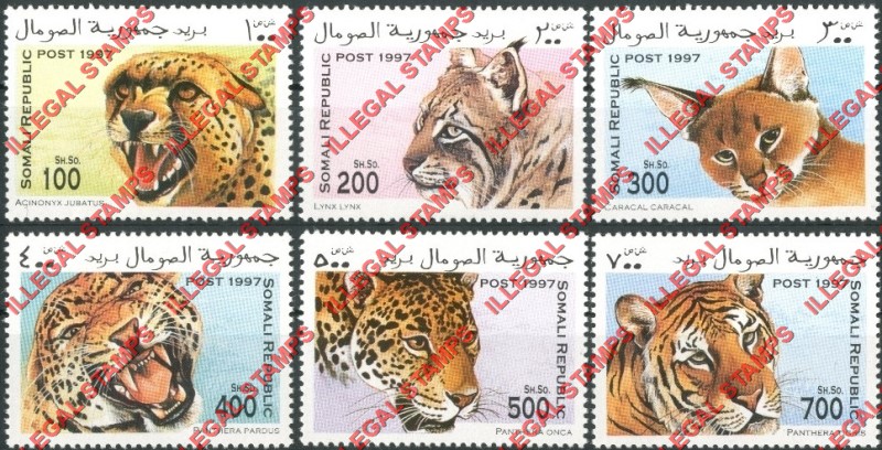 Somalia 1997 Felines Wild Cats Illegal Stamp Set of 6