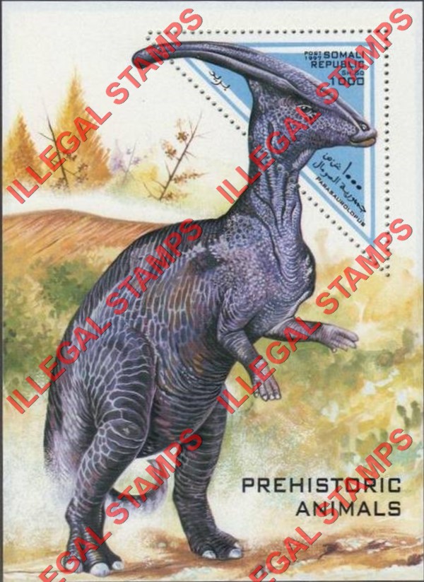 Somalia 1997 Prehistoric Animals Dinosaurs Illegal Stamp Souvenir Sheet of 1