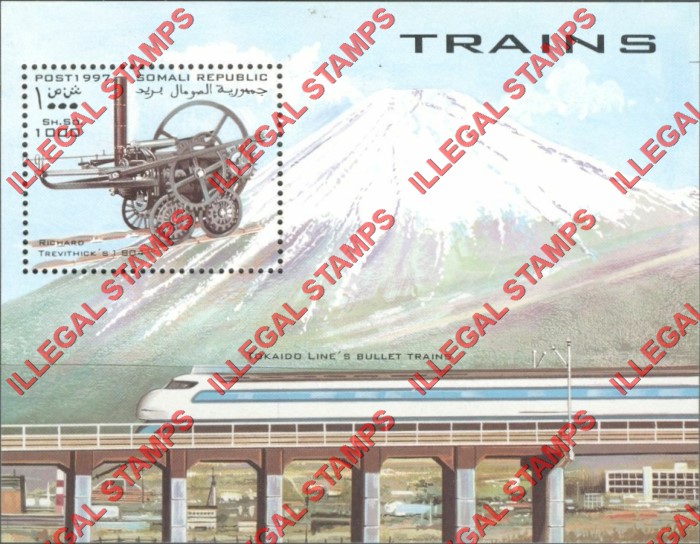 Somalia 1997 Trains Illegal Stamp Souvenir Sheet of 1
