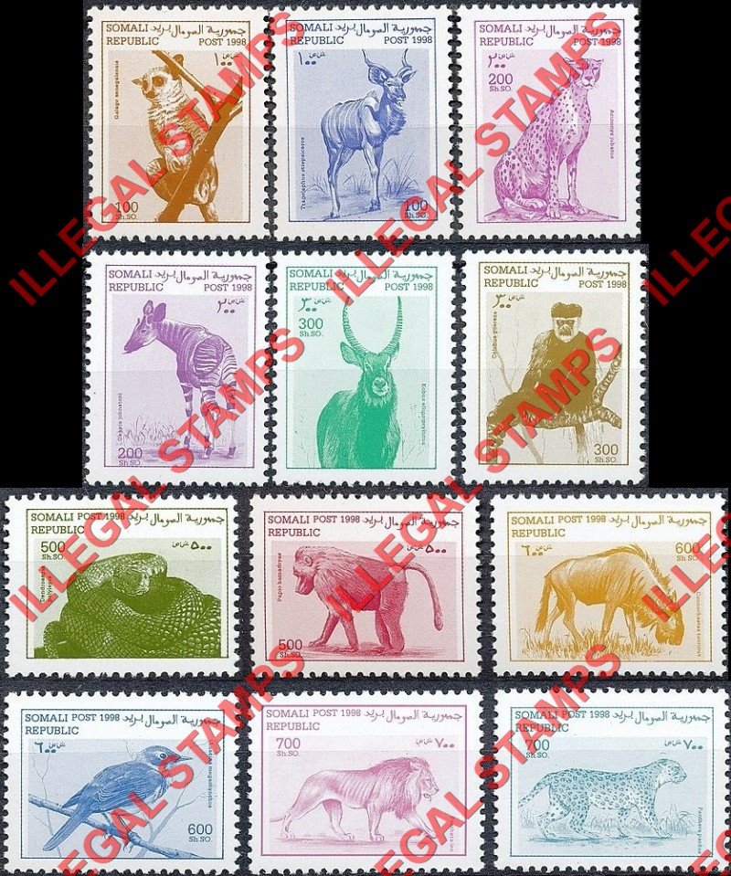 Somalia 1998 Animals Illegal Stamp Set of 12
