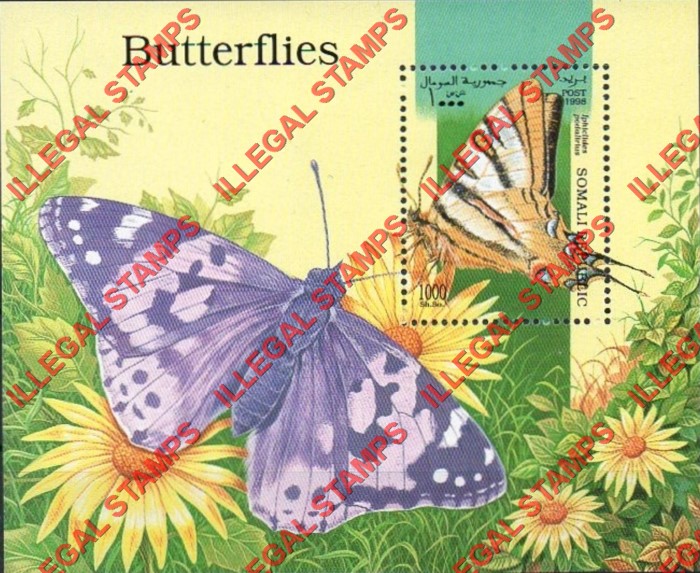 Somalia 1998 Butterflies Illegal Stamp Souvenir Sheet of 1