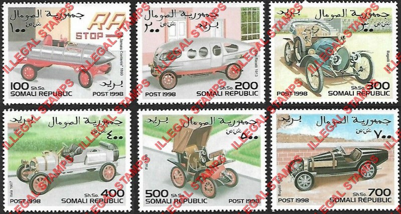 Somalia 1998 Cars Illegal Stamp Set of 6