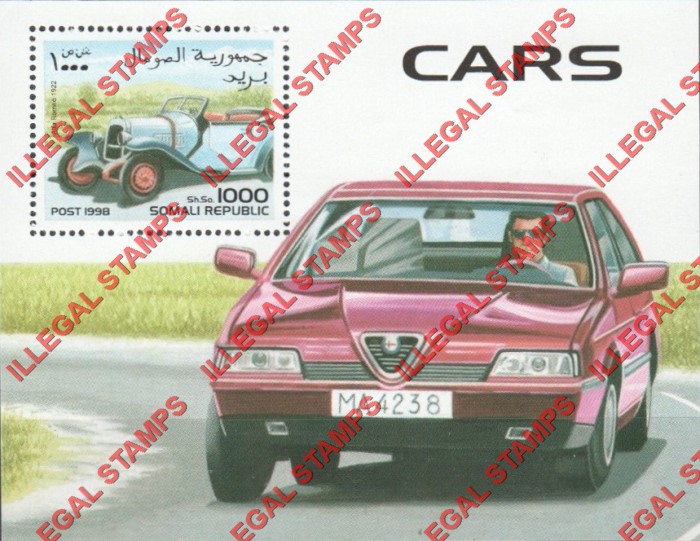 Somalia 1998 Cars Illegal Stamp Souvenir Sheet of 1