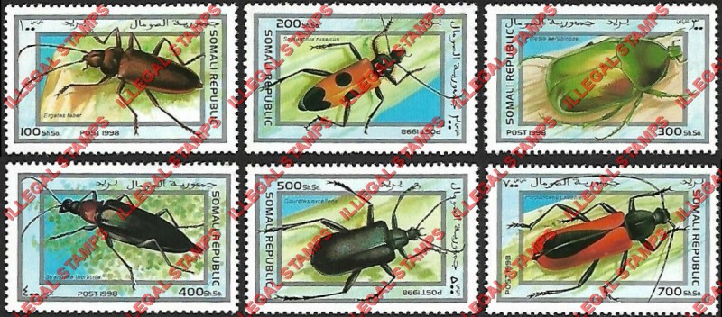Somalia 1998 Insects Illegal Stamp Set of 6