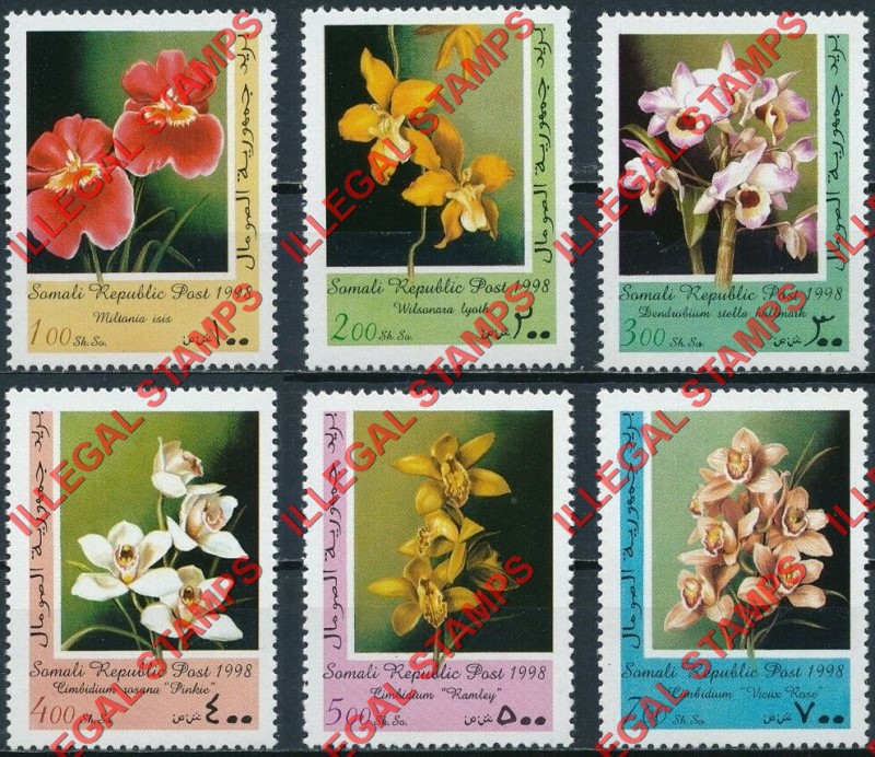 Somalia 1998 Orchids Illegal Stamp Set of 6