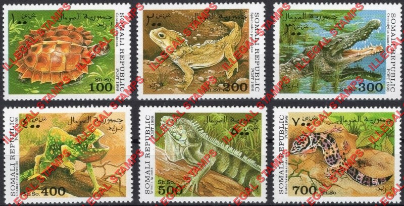 Somalia 1998 Reptiles Illegal Stamp Set of 6