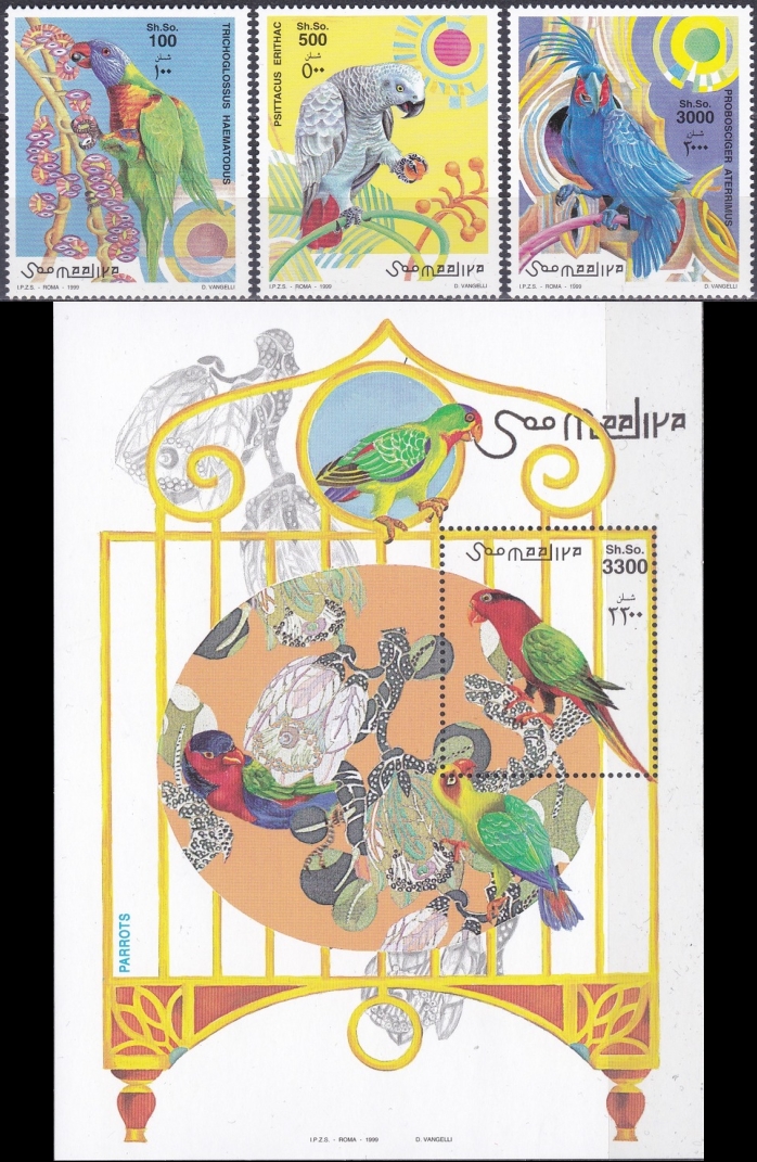 Somalia 1999 Parrots Michel 746-748 BL 59