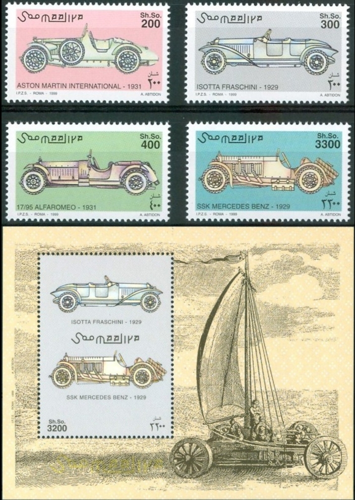 Somalia 1999 Vintage Cars Michel 758-761 BL 62