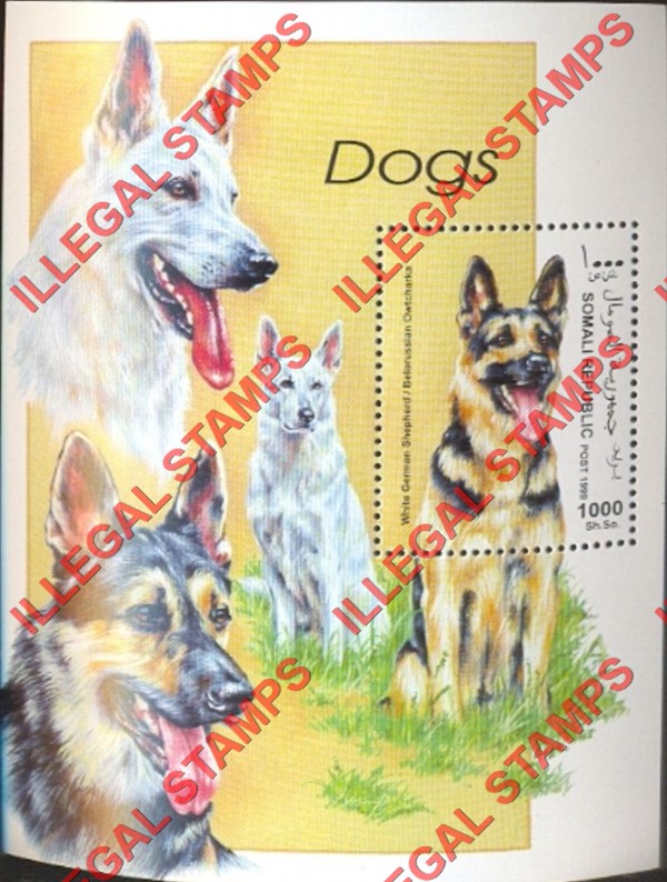 Somalia 1999 Dogs Illegal Stamp Souvenir Sheet of 1