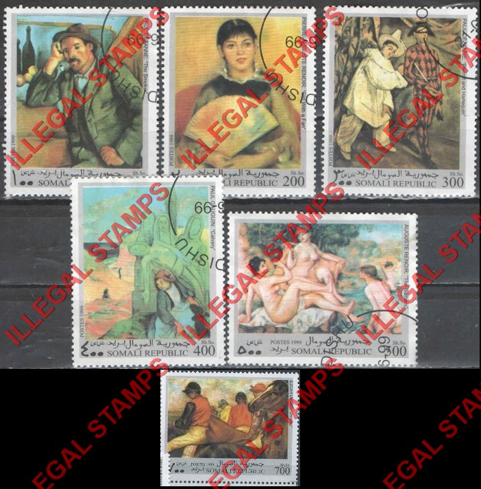 Somalia 1999 Paintings Illegal Stamp Set of 6