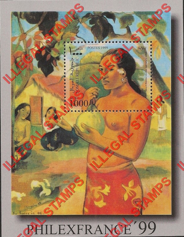 Somalia 1999 Paintings Illegal Stamp Souvenir Sheet of 1