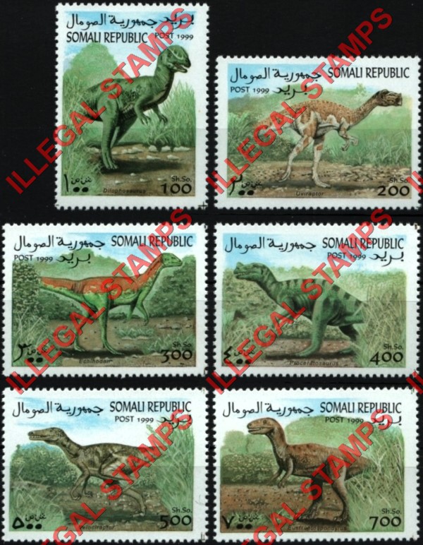 Somalia 1999 Prehistoric Animals Dinosaurs Illegal Stamp Set of 6