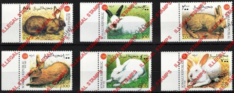 Somalia 1999 Rabbits Chinese Lunar Year Illegal Stamp Set of 6