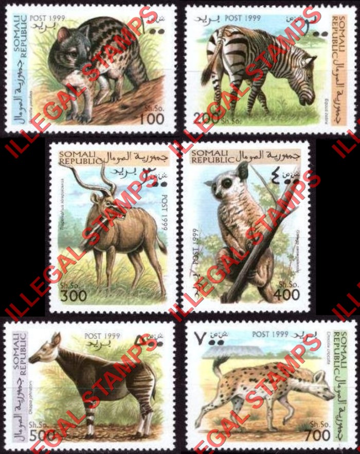Somalia 1999 Wild Animals Illegal Stamp Set of 6