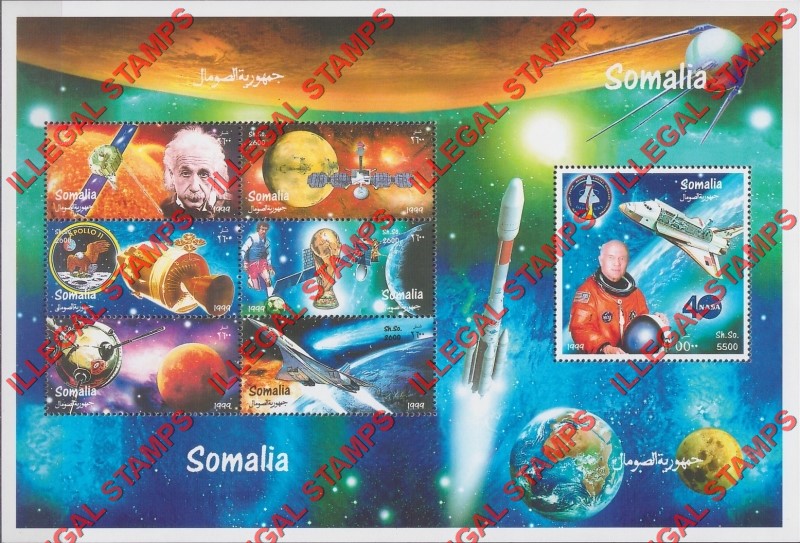 Somalia 1999 Space Illegal Stamp Souvenir Sheet of 7