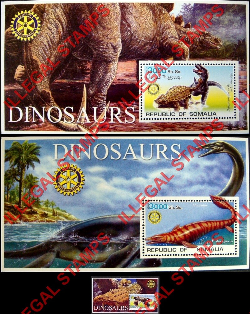 Somalia 2002 Dinosaurs with Rotary International logos Illegal Stamp Souvenir Sheets of 1 (Part 1)
