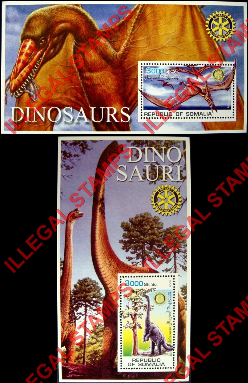 Somalia 2002 Dinosaurs with Rotary International logos Illegal Stamp Souvenir Sheets of 1 (Part 2)