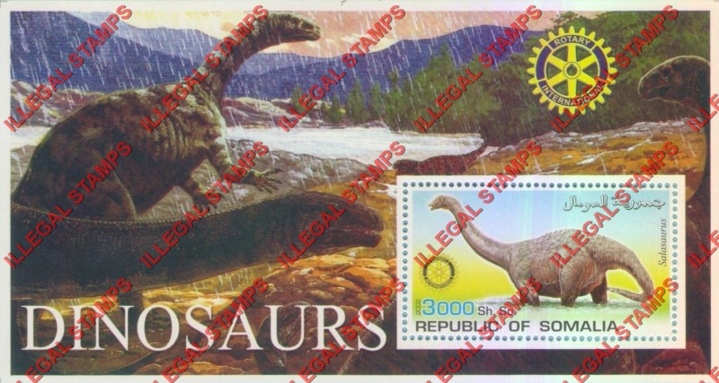 Somalia 2002 Dinosaurs with Rotary International logos Illegal Stamp Souvenir Sheets of 1 (Part 3)