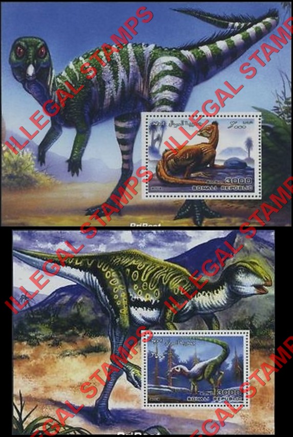 Somalia 2002 Dinosaurs Illegal Stamp Souvenir Sheets of 1