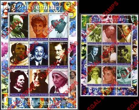 Somalia 2002 Icons of the 20th Century Illegal Stamp Souvenir Sheets of 9