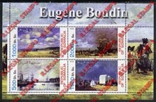 Somalia 2002 Paintings by Eugene Boudin Illegal Stamp Souvenir Sheet of 4