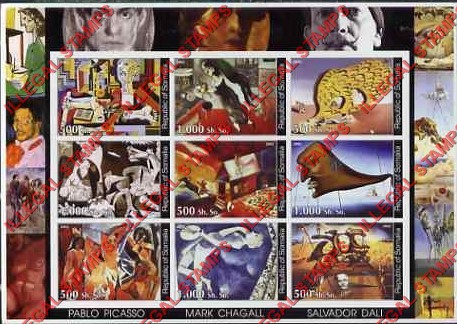 Somalia 2002 Paintings Illegal Stamp Souvenir Sheet of 9
