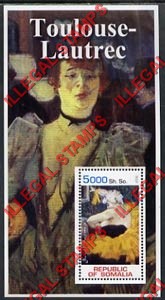 Somalia 2002 Paintings by Toulouse-Lautrec Illegal Stamp Souvenir Sheet of 1