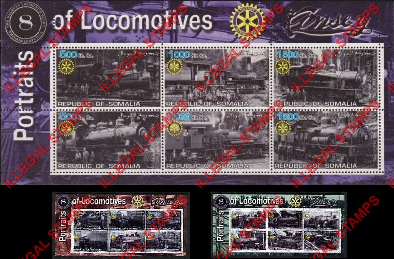 Somalia 2002 Portraits of Locomotives Illegal Stamp Souvenir Sheets of 6