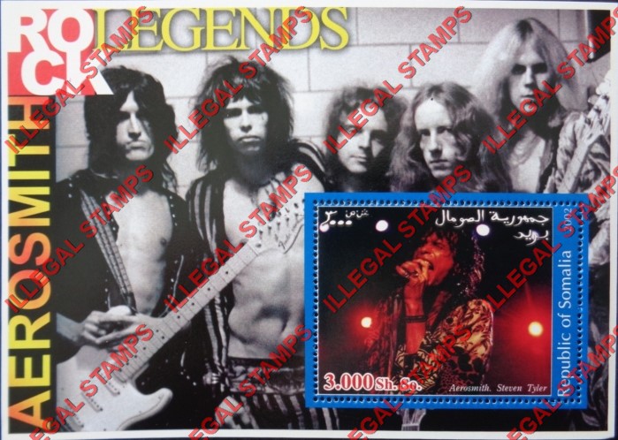 Somalia 2002 Rock Legends Aerosmith Steven Tyler Illegal Stamp Souvenir Sheet of 1