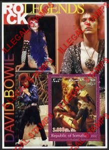 Somalia 2002 Rock Legends David Bowie Illegal Stamp Souvenir Sheet of 1