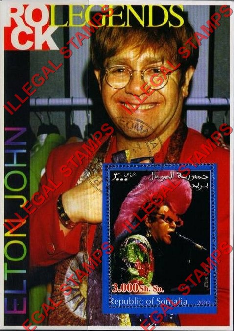Somalia 2002 Rock Legends Elton John Illegal Stamp Souvenir Sheet of 1