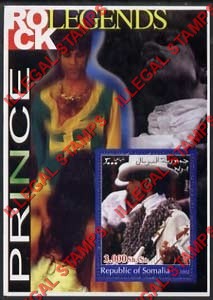 Somalia 2002 Rock Legends Prince Illegal Stamp Souvenir Sheet of 1