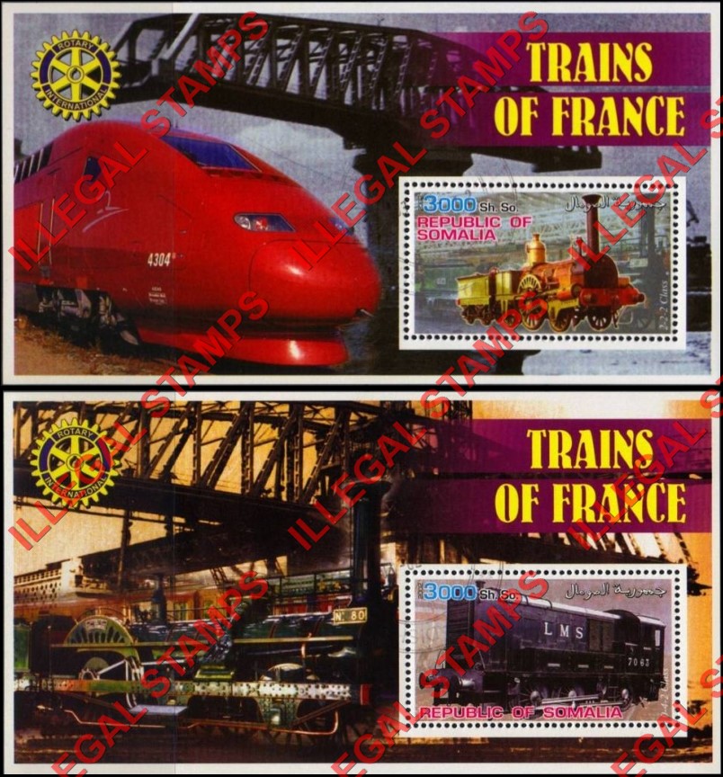 Somalia 2002 Trains of France Illegal Stamp Souvenir Sheets of 1