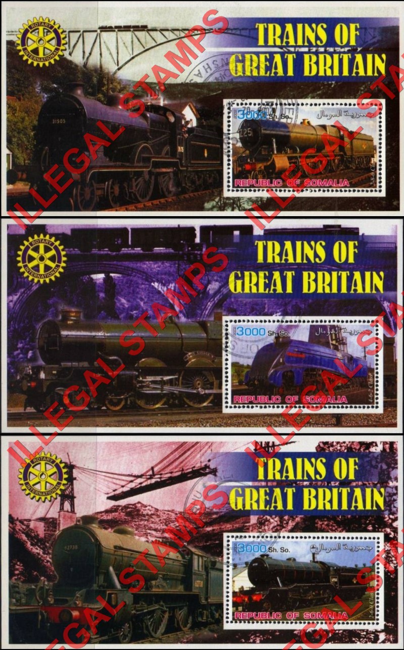 Somalia 2002 Trains of Great Britain Illegal Stamp Souvenir Sheets of 1