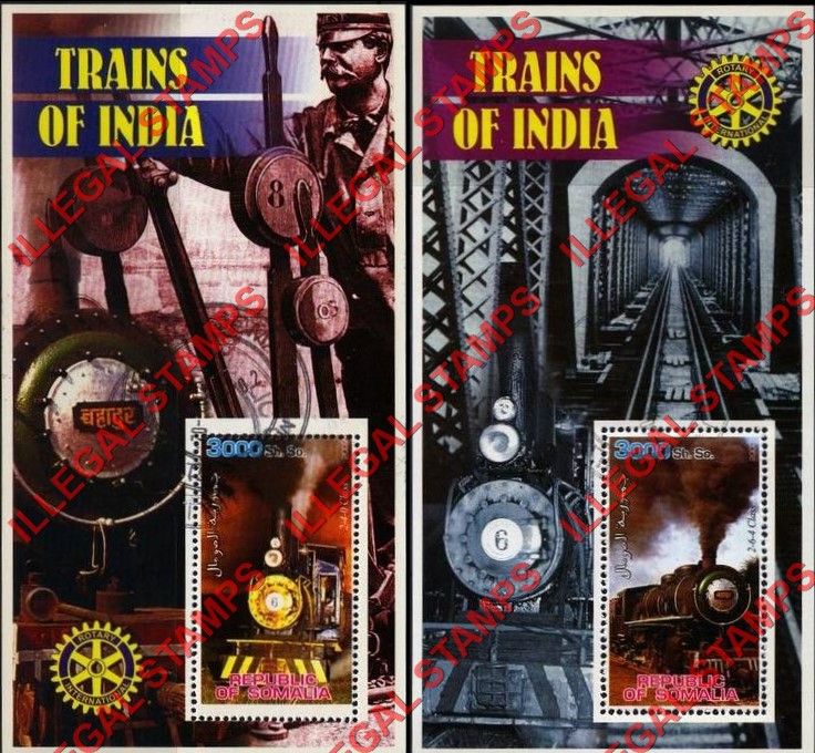 Somalia 2002 Trains of India Illegal Stamp Souvenir Sheets of 1