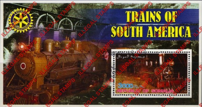 Somalia 2002 Trains of South America Illegal Stamp Souvenir Sheet of 1
