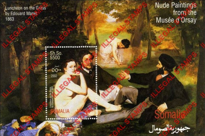 Somalia 2002 Paintings by Edouard Manet Illegal Stamp Souvenir Sheet of 1