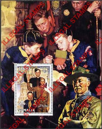 Somalia 2002 Scouts Norman Rockwell Illegal Stamp Souvenir Sheet of 1