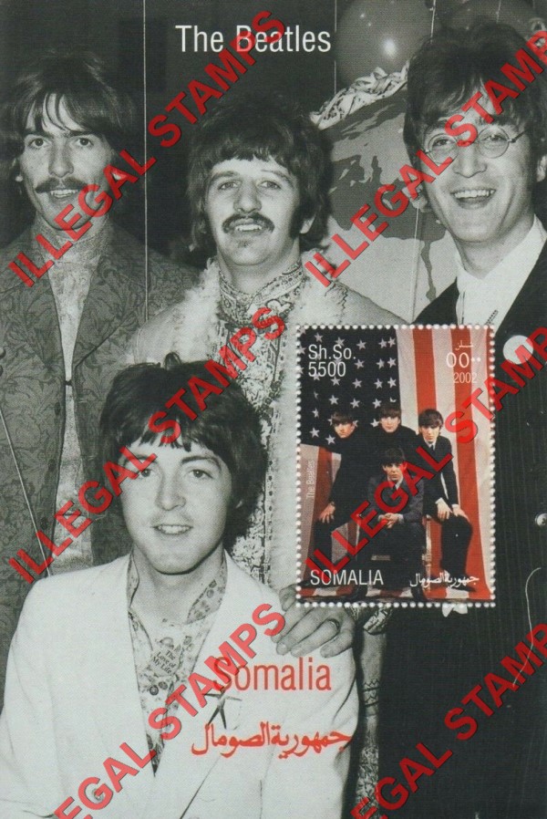 Somalia 2002 The Beatles Illegal Stamp Souvenir Sheet of 1